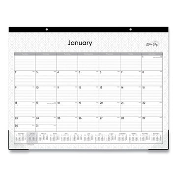 Blue Sky® Enterprise Desk Pad, Geometric Artwork, 22 X 17, White-gray Sheets, Black Binding, Clear Corners, 12-month (jan-dec): 2022 freeshipping - TVN Wholesale